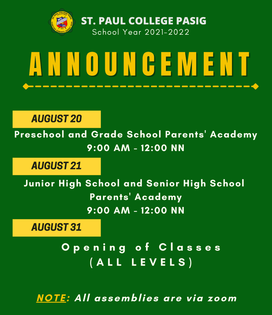 Parents' Academy 2021 - St Paul College Pasig